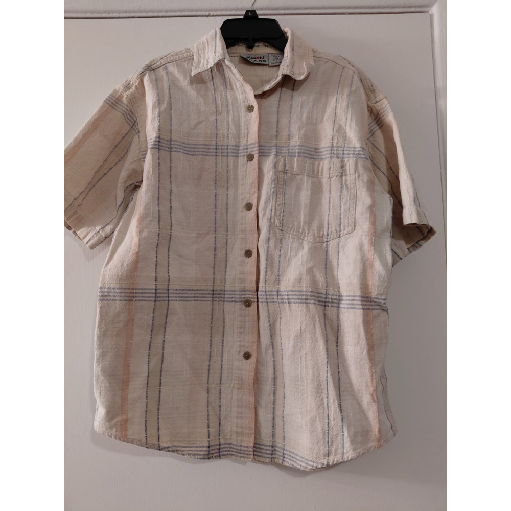 Men's Lemon Grass Button Down Shirt Vintage Size Medium 90's 100% Cotton EUC